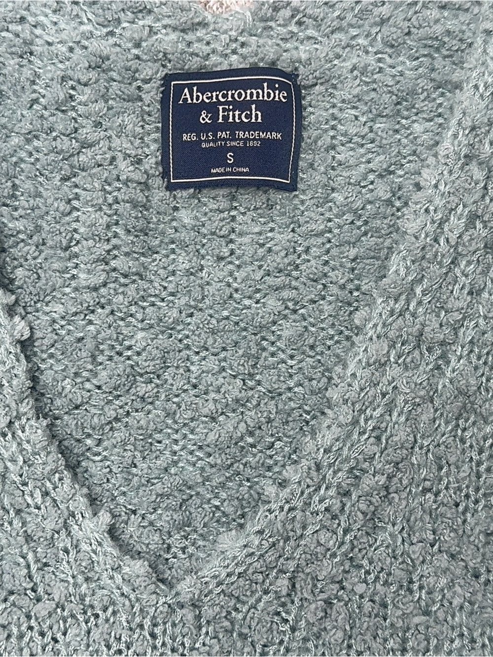 Abercrombie & Fitch Soft Boucle V-neck sweater small mint blue green - Picture 2 of 3